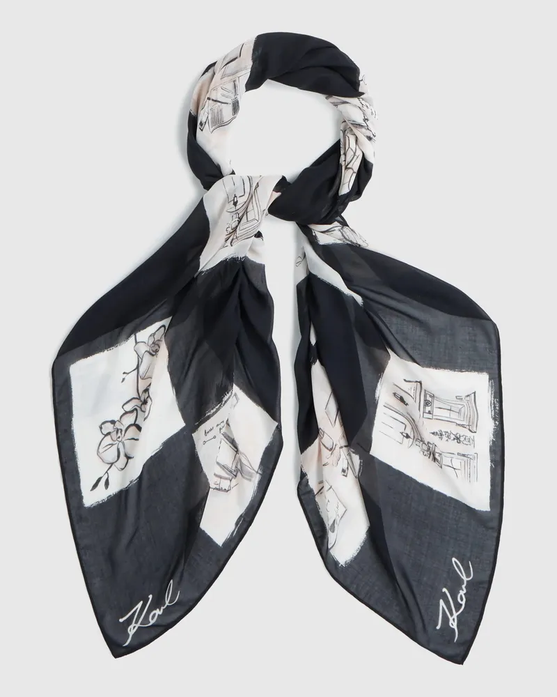 Karl Lagerfeld K/ballet Karierter Schal Aus Modal-mix, Damen, Schachbrettmuster-allover-print, Größe Schachbrettmuster-allover-print