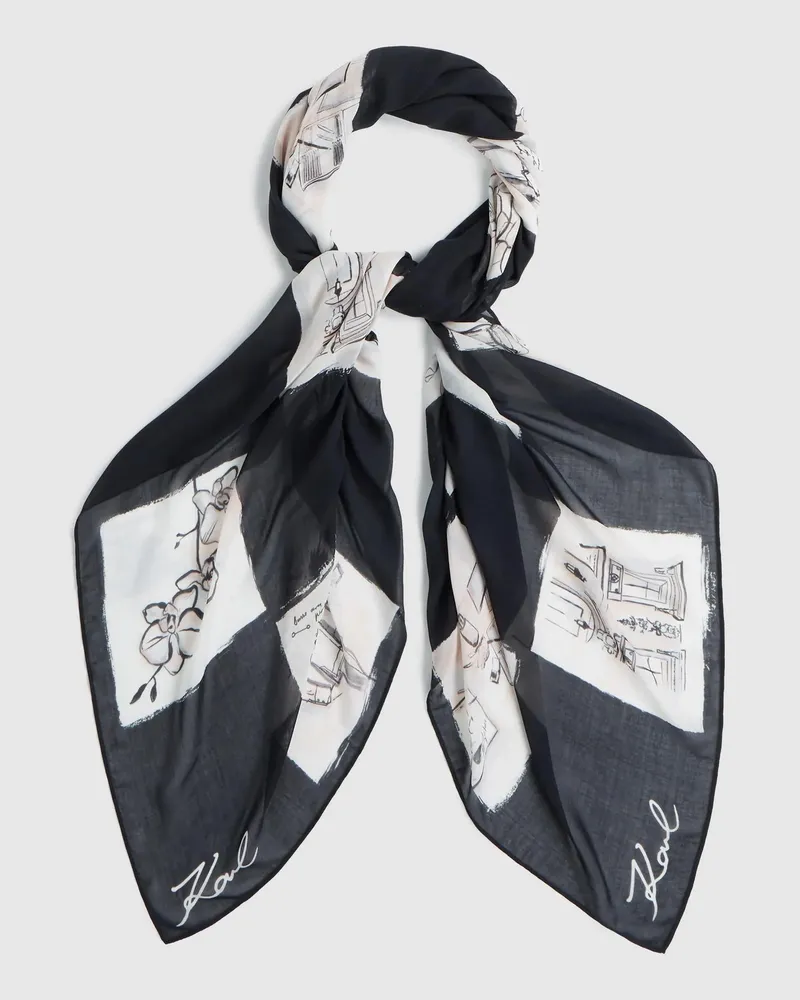 Karl Lagerfeld K/ballet Karierter Schal Aus Modal-mix, Damen, Schachbrettmuster-allover-print, Größe Schachbrettmuster-allover-print