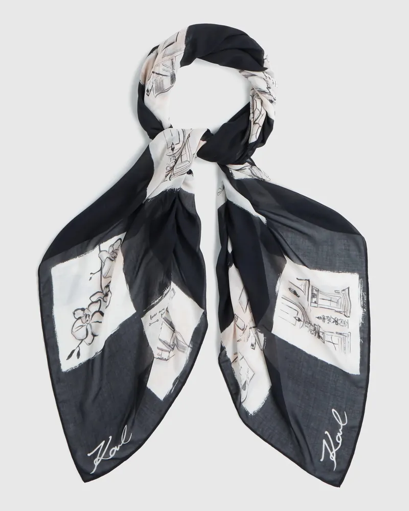 Karl Lagerfeld K/ballet Karierter Schal Aus Modal-mix, Damen, Schachbrettmuster-allover-print, Größe Schachbrettmuster-allover-print