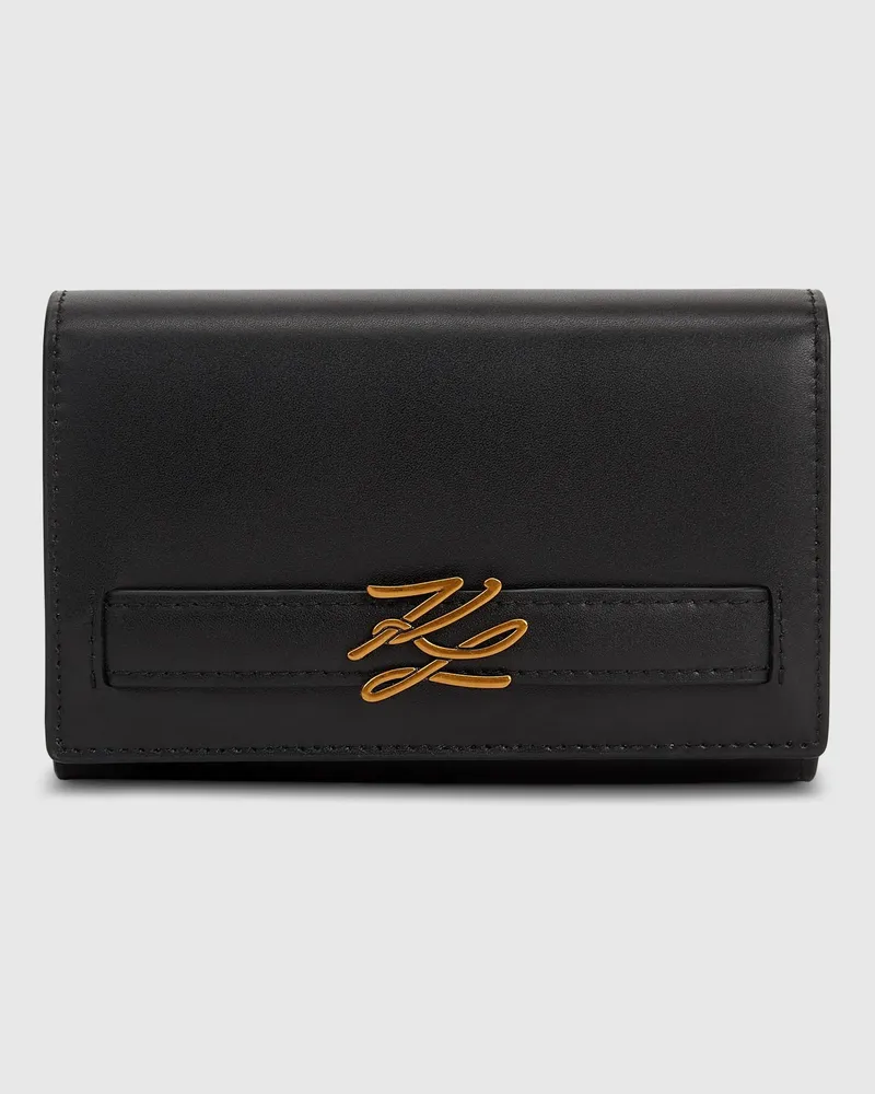 Karl Lagerfeld K/autograph Mittelgroßes Klapp-portemonnaie, Female, Schwarz/gold, Size Black