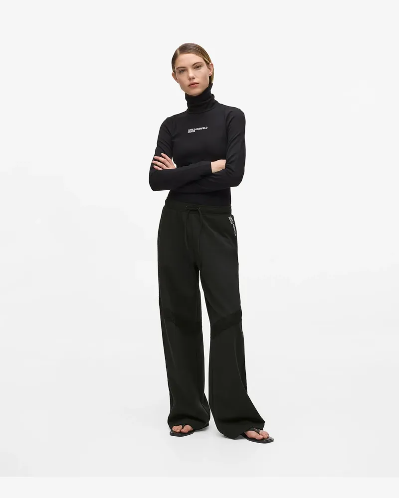Karl Lagerfeld Trainingshose Mit Spitzendetail, Damen, Schwarz, Größe Schwarz