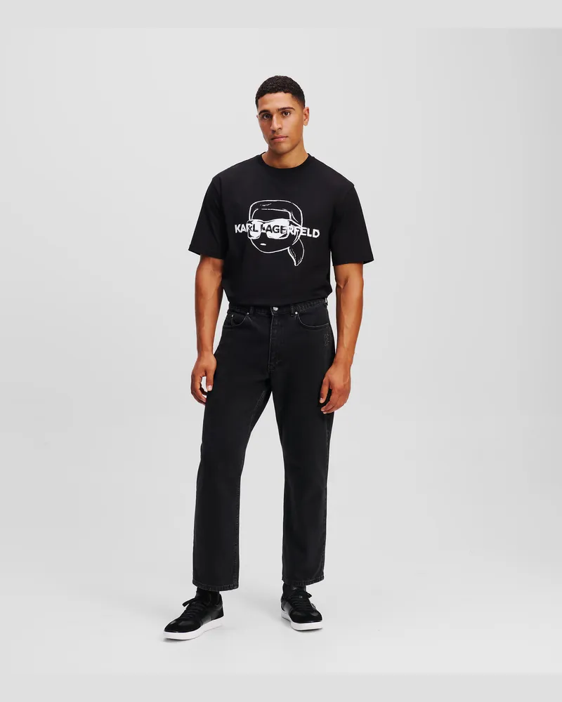 Karl Lagerfeld Monogram Gerade Jeans, Mann, Washed Grey Denim, Größe Washed