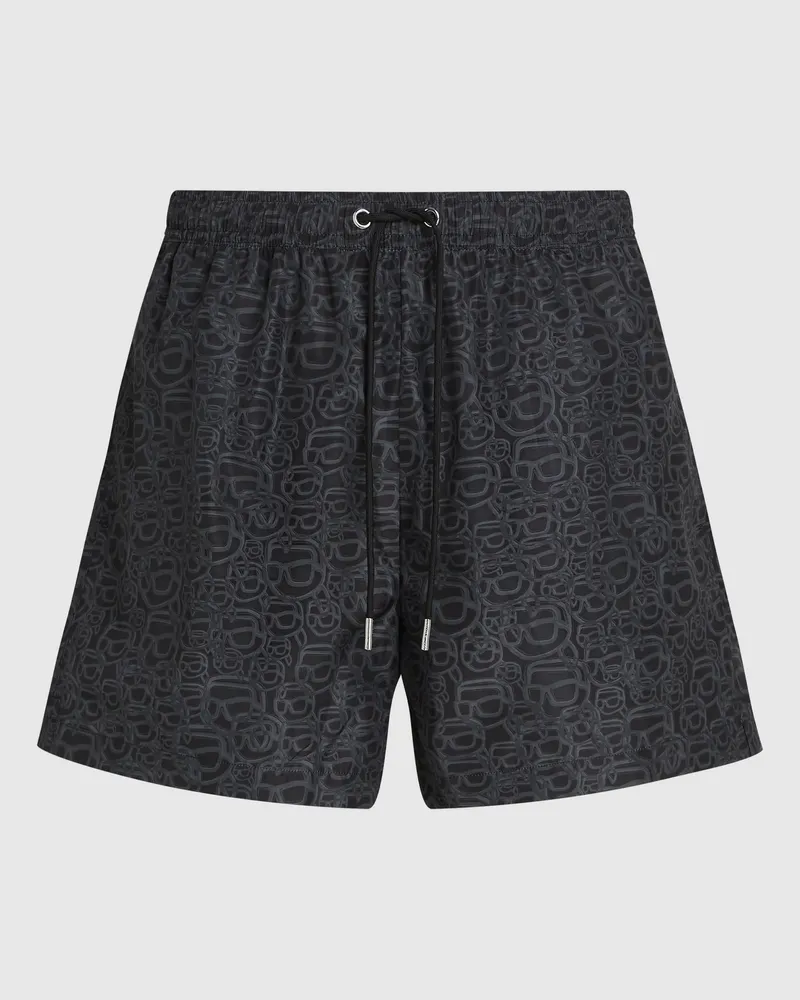 Karl Lagerfeld Ikon Kurze Boardshorts Mit Allover-print, Herren, Ikon Sketch Face-black, Größe Ikon