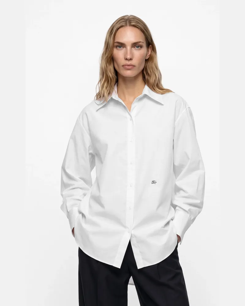 Karl Lagerfeld Shrit Mit Übergroßem Kragen, Female, Weiss, Size White