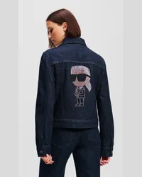 Karl Lagerfeld K/ikonik karl Jeansjacke mit Strasssteinchen, Frau, Blauer Denim Blauer