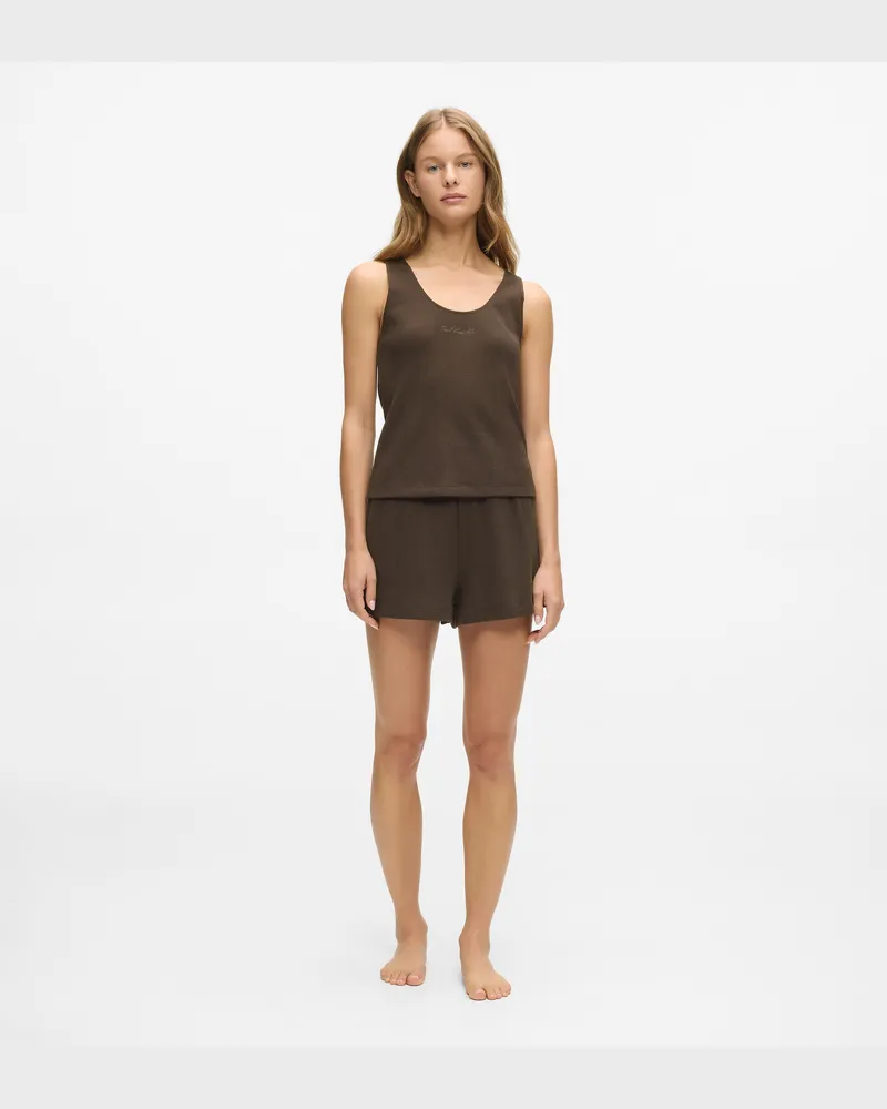 Karl Lagerfeld Loungewear-shorts Mit Waffelstruktur, Damen, Schwarzer Kaffee, Größe Schwarzer