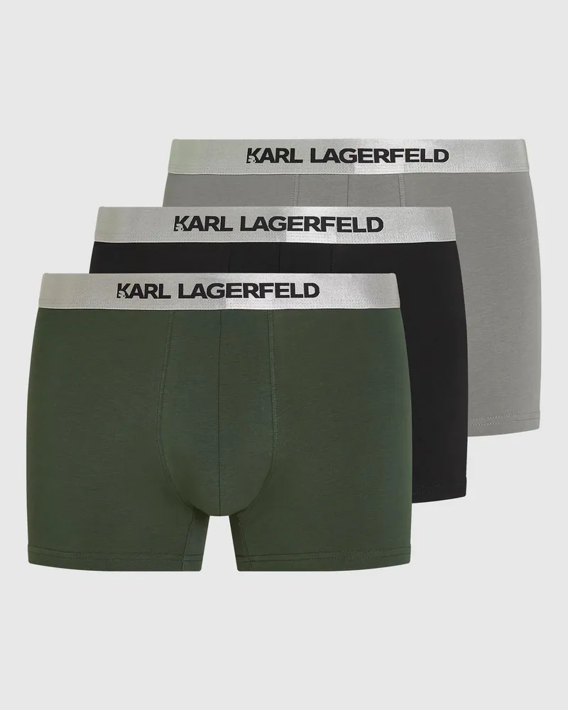 Karl Lagerfeld Boxershorts Mit Logo In Metallic-optik – 3er-set, Herren, Lineares Logo Im Allover-print, Größe Lineares