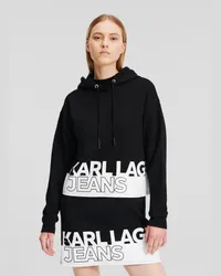 Karl Lagerfeld Klj logo-kapuzenpullover mit Streifen, Frau, Schwarz Schwarz