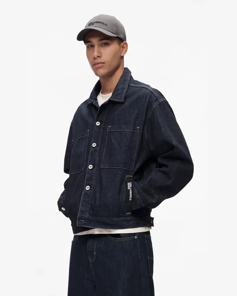 Karl Lagerfeld Kastenförmige Jeansjacke, Male, Dark Rinse, Size Blue