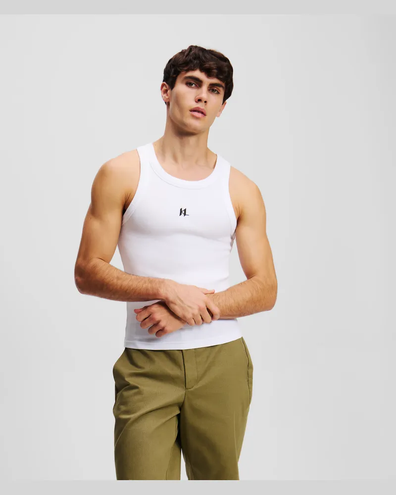 Karl Lagerfeld Monogram Tanktop, Mann, Weiss, Größe Weiss