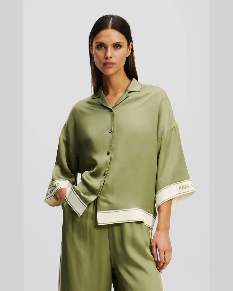Karl Lagerfeld Kurzärmelige Bluse, Frau, Ölgrün, Größe Ölgrün