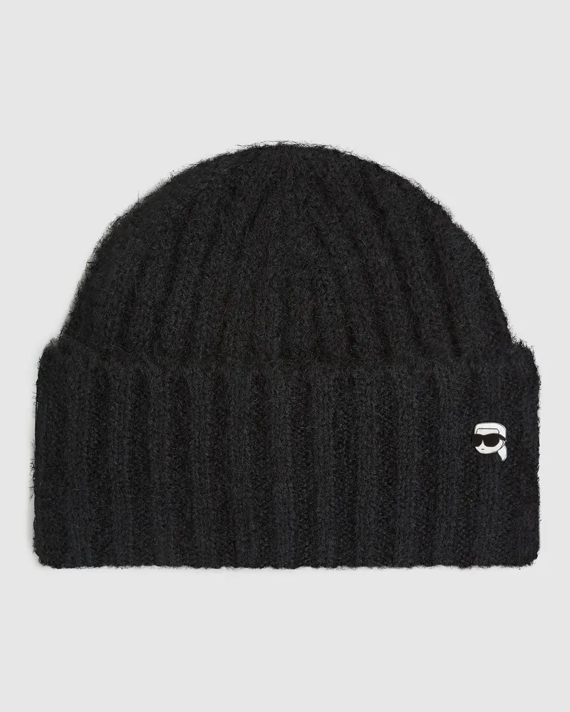 Karl Lagerfeld Ikon Strickmütze, Damen, Schwarz, Größe Schwarz