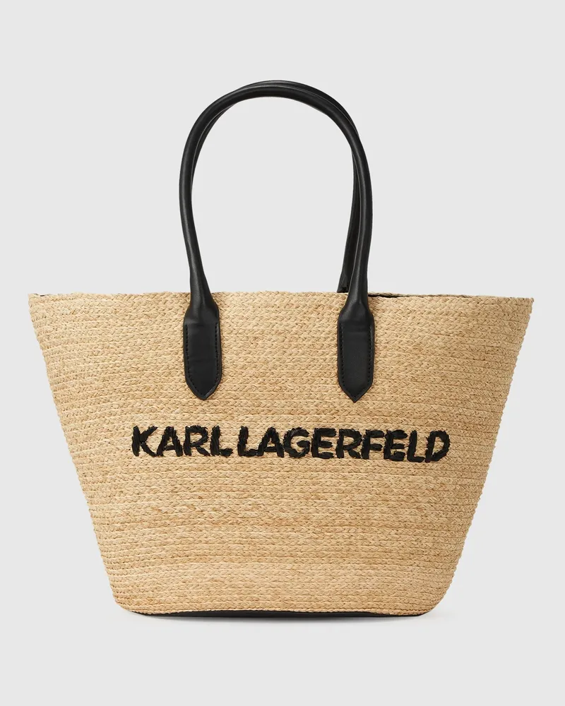 Karl Lagerfeld Gewebte Große Strandtasche, Damen, Natur, Größe Natur