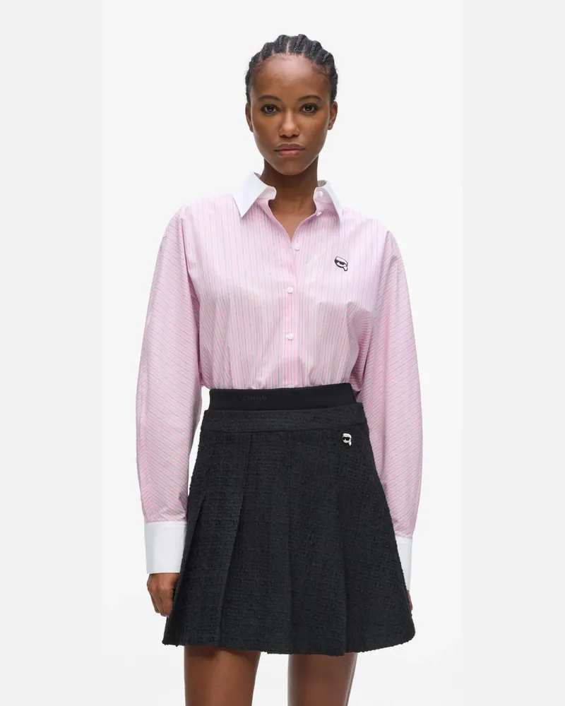 Karl Lagerfeld Hemd Mit Kontrastfarbenem Kragen Und Ikon-streifen, Damen, Ikon Rosa-weiße Streifen, Größe Ikon