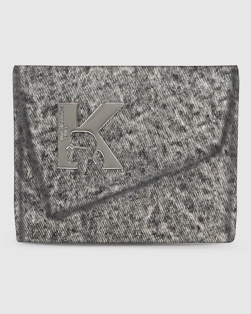 Karl Lagerfeld Geo Portemonnaie Aus Denim, Damen, Gewaschenes Schwarz, Größe Gewaschenes