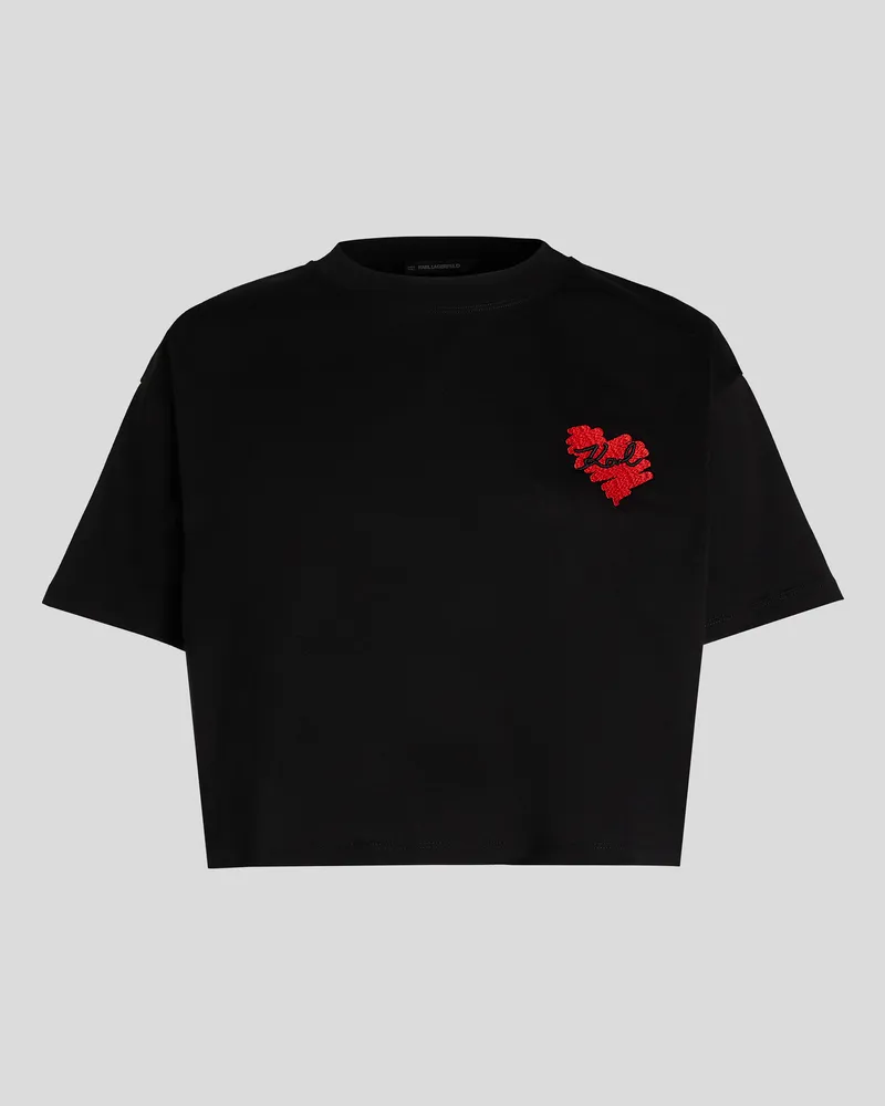 Karl Lagerfeld K/heart kurzes T-shirt, Frau, Schwarz, Größe Schwarz