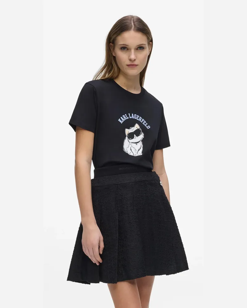 Karl Lagerfeld Ikon Choupette Grafik-t-shirt, Damen, Schwarz, Größe Schwarz