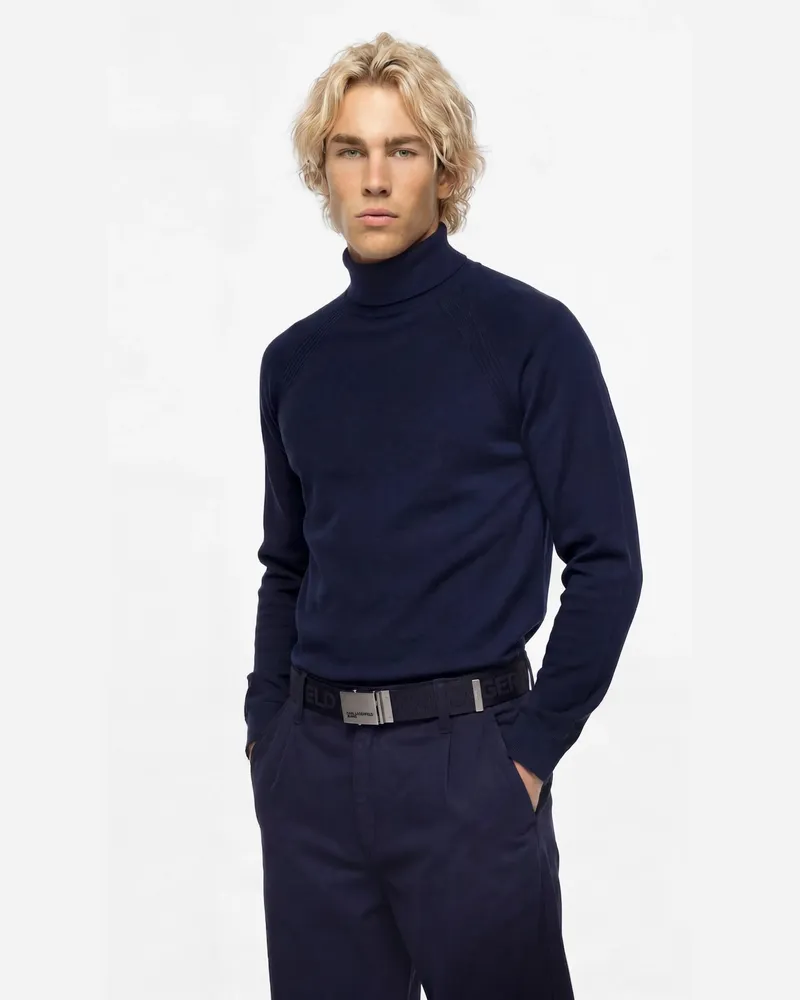 Karl Lagerfeld Leichter Strickpullover Mit Rollkragen, Herren, Peacoat, Größe Peacoat