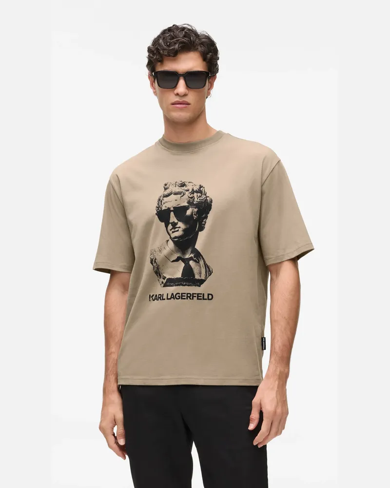 Karl Lagerfeld T-shirt Mit Römischer Statue, Male, Caribou, Size Beige