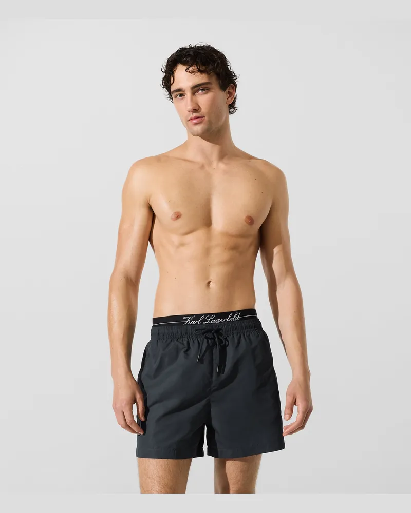 Karl Lagerfeld Boardshorts Mit Doppeltem Bund, Herren, Sedona-salbei, Größe Sedona-salbei