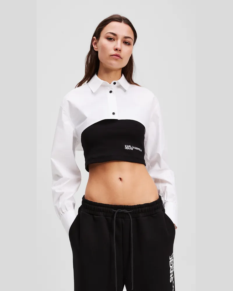 Karl Lagerfeld Zweilagiges Shirt, Frau, Schwarz/Weiss, Größe Schwarz
