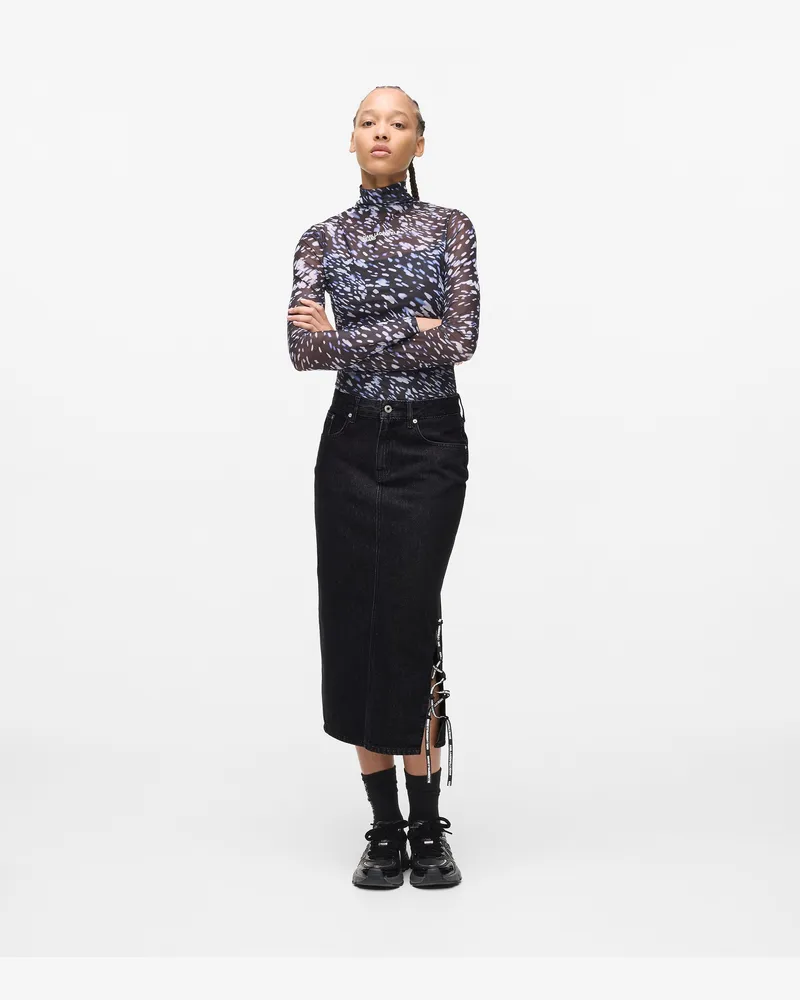 Karl Lagerfeld Jeansrock In Midi-länge Zum Schnüren, Damen, Stone Washed Schwarz, Größe Stone