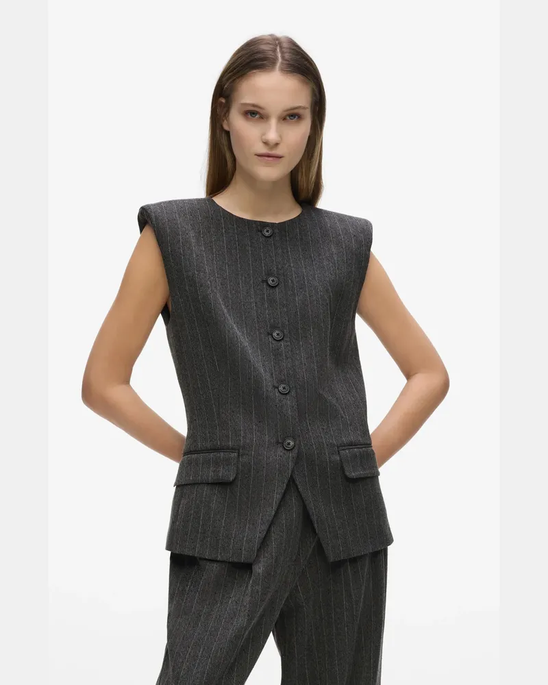 Karl Lagerfeld Maßgeschneiderte Weste Mit Nadelstreifen, Damen, Grau Melang, Größe Grau