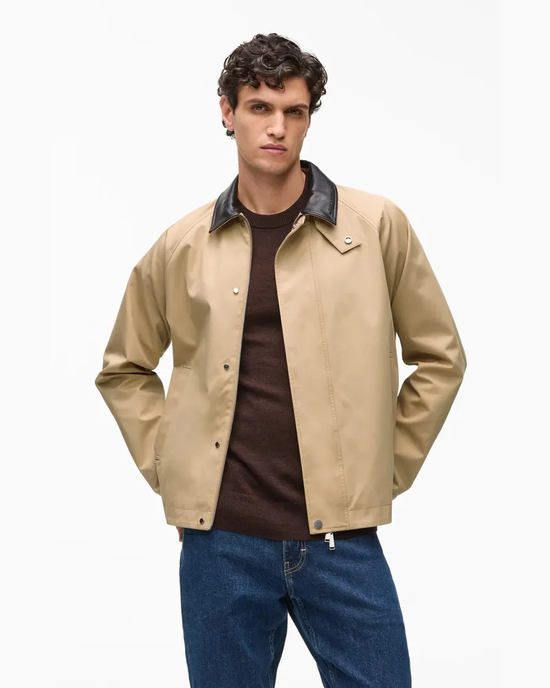 Karl Lagerfeld Leichte Jacke Mit Kunstlederkragen, Male, Maisstengel, Size Brown