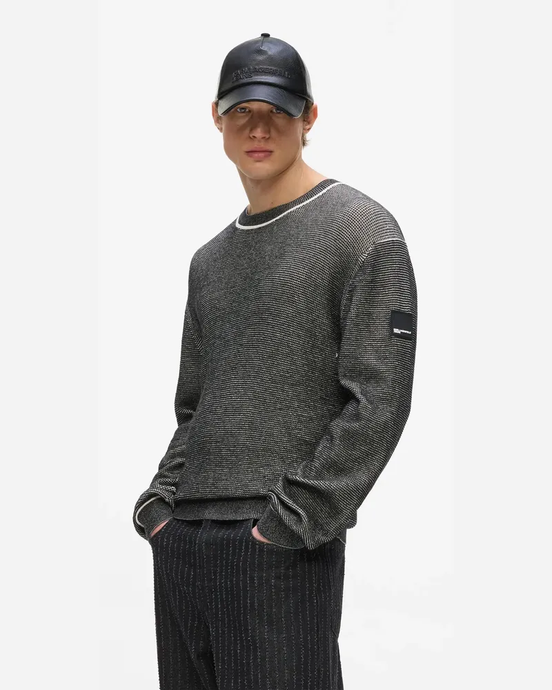Karl Lagerfeld Pullover Aus Waffelstrick, Herren, Schwarz, Größe Schwarz