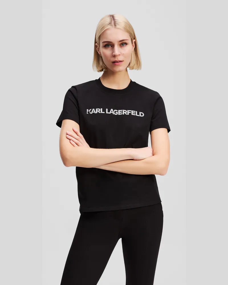 Karl Lagerfeld T-shirt Mit Logo, Damen, Schwarz, Größe Schwarz