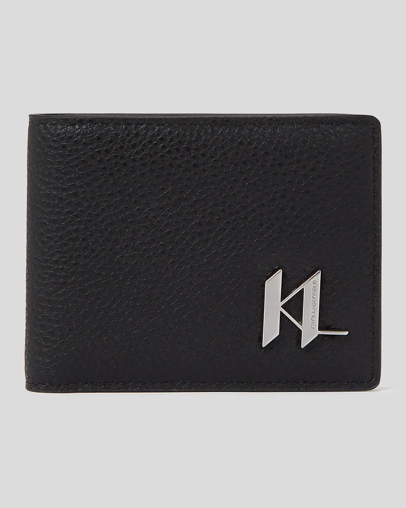 Karl Lagerfeld K/plak klappportemonnaie Aus Leder, Mann, Schwarz, Größe Schwarz
