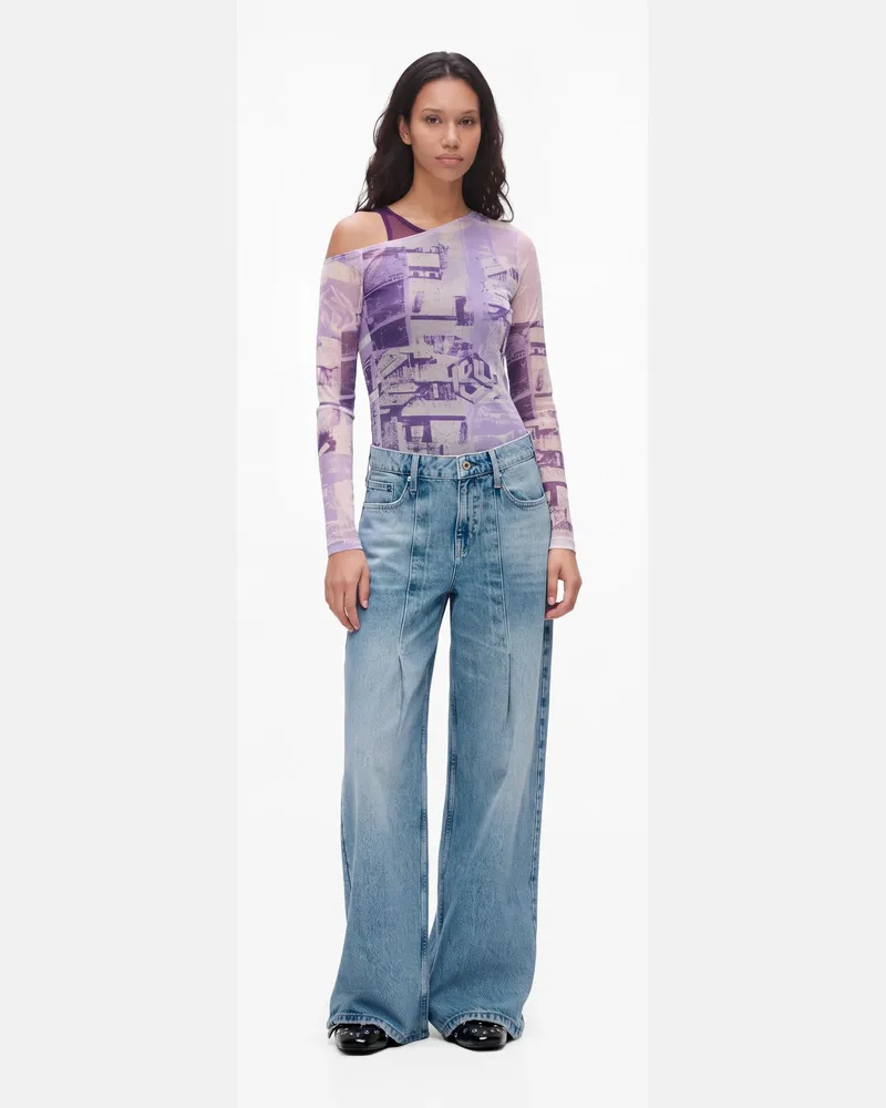 Karl Lagerfeld Jeans Mit Weitem Bein Und Falten, Female, Mittelblau, Size Blue