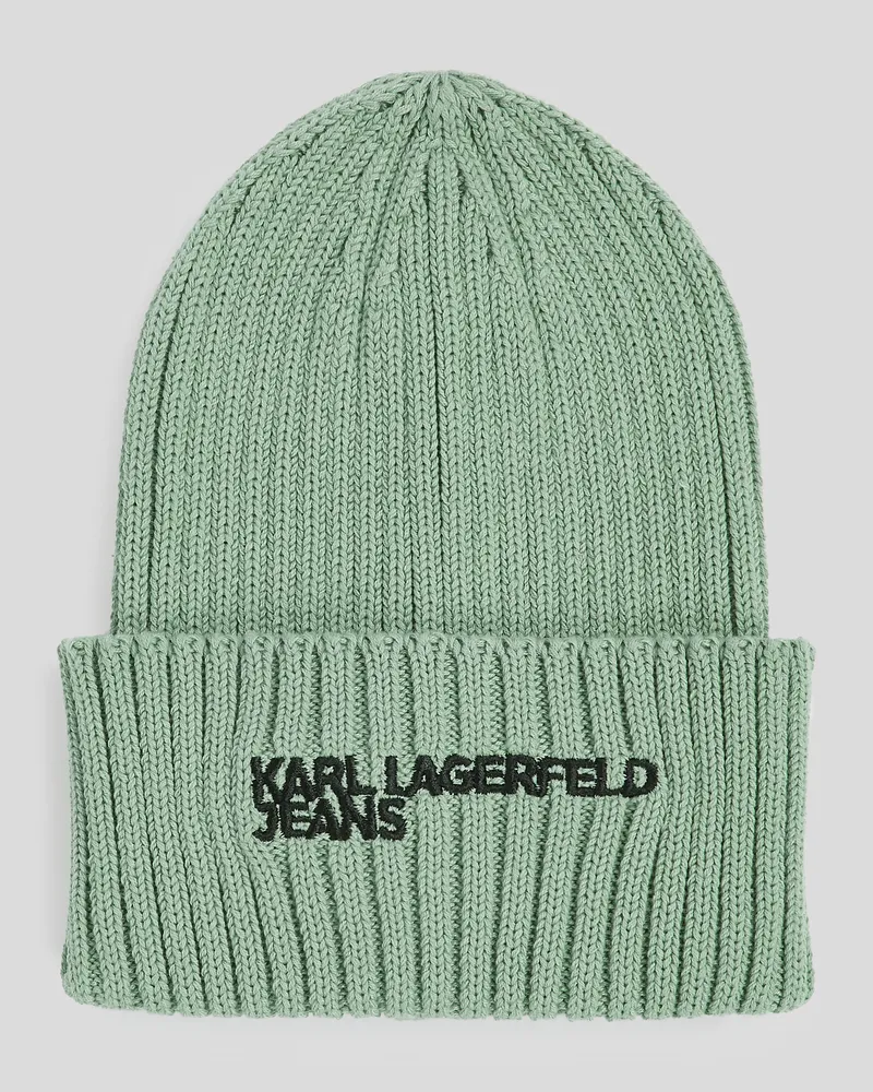 Karl Lagerfeld Beanie-mütze Mit Rippstrick Und Logo, Frau, Granitgrün, Größe Granitgrün