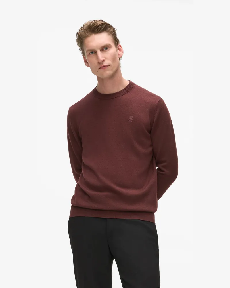 Karl Lagerfeld Pullover Mit Rundhalsausschnitt Aus Wolle, Herren, Merlot, Größe Merlot