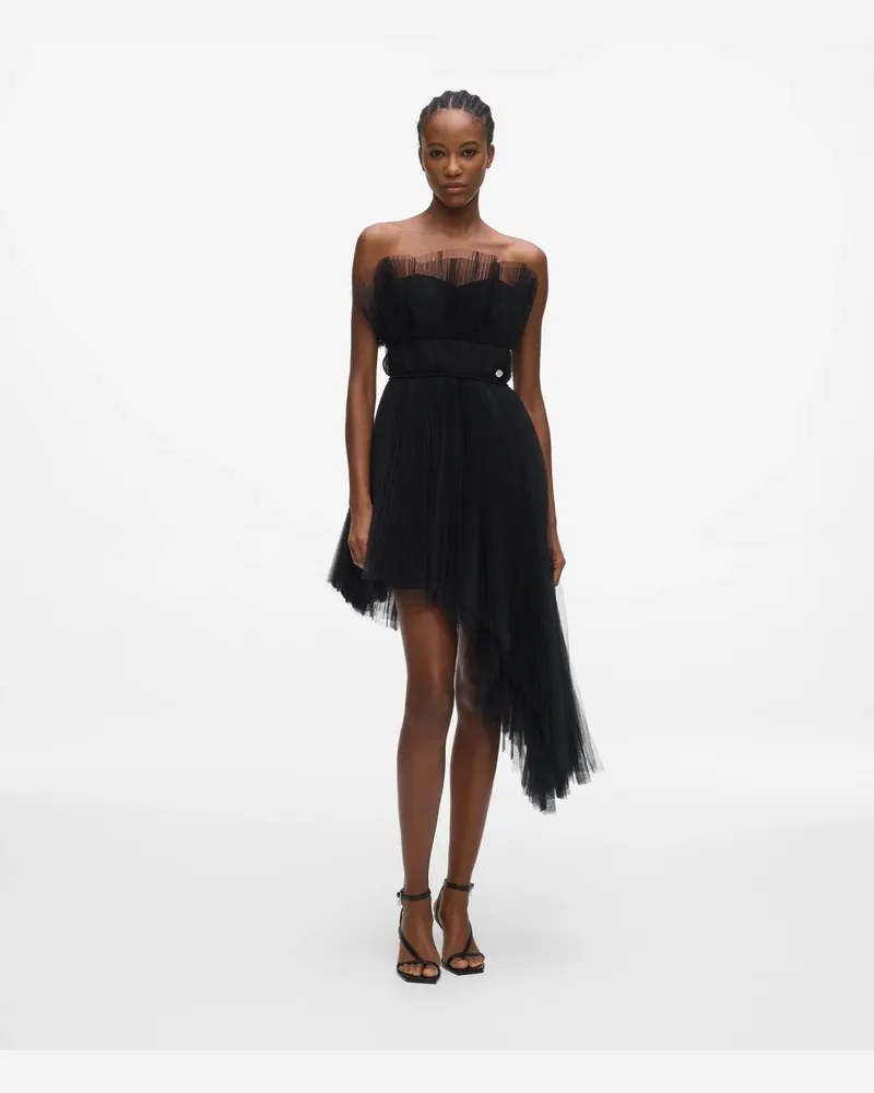 Karl Lagerfeld Asymmetrisches Tüllkleid, Female, Schwarz, Size Black