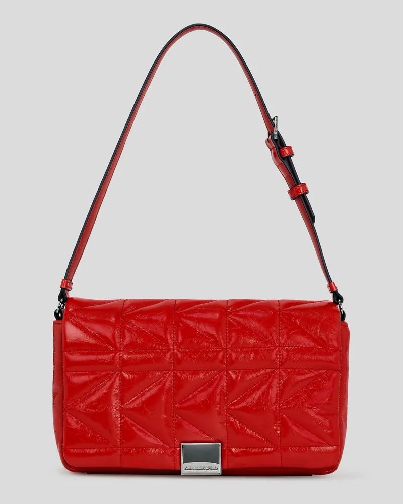 Karl Lagerfeld K/kuilt glänzende Schultertasche, Frau, Klassisches Rot, Größe Klassisches