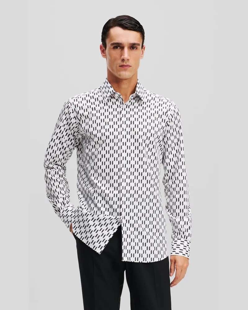 Karl Lagerfeld Monogram Shirt, Herren, Weiss/schwarz, Größe Weiss