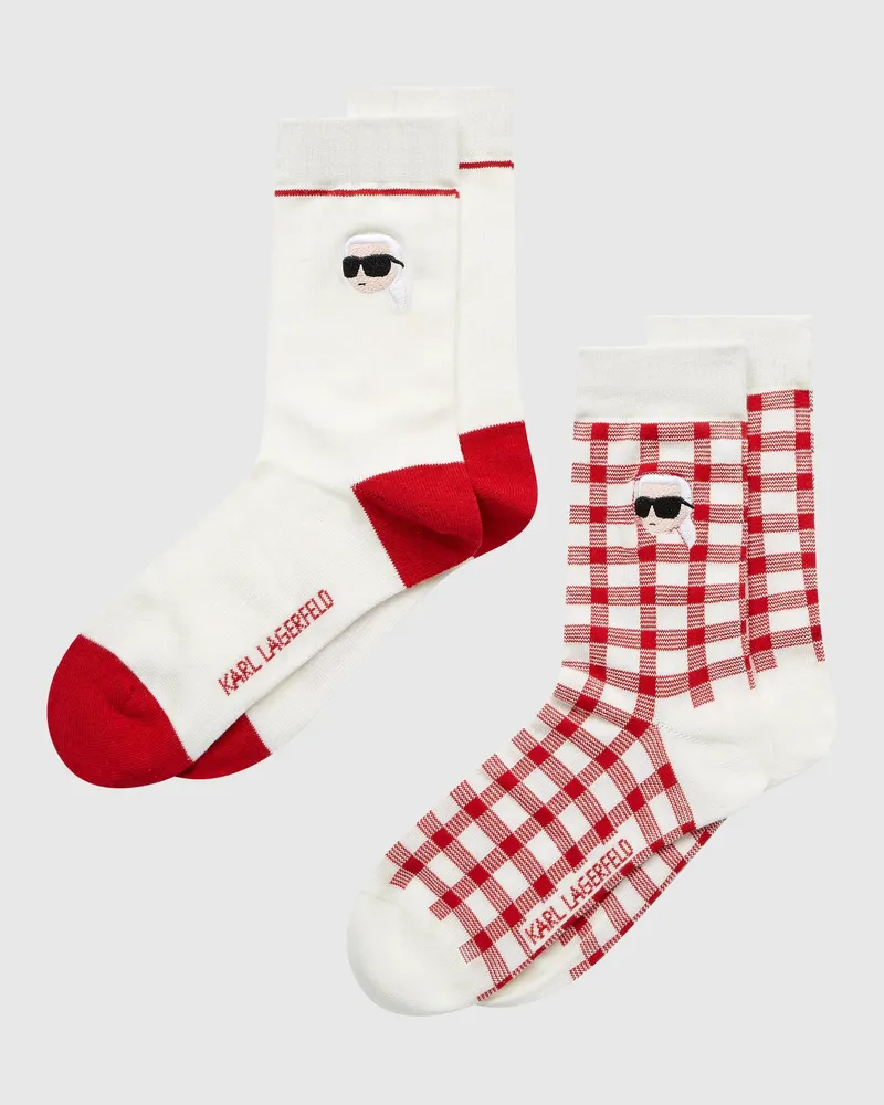 Karl Lagerfeld Ikon Socke Mit Gingham-muster – 2er-pack, Female, Ikon Gingham-red, Size Red