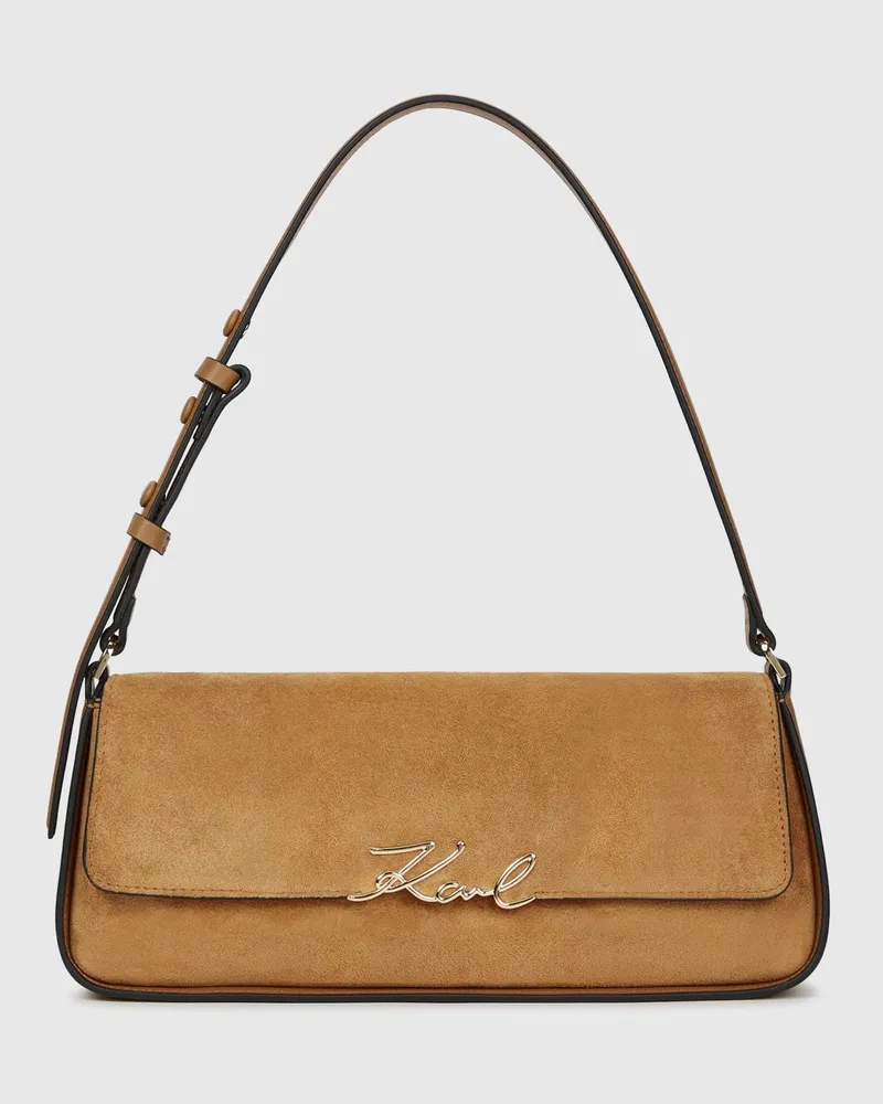 Karl Lagerfeld K/signature Schultertasche Aus Wildleder, Damen, Karamell, Größe Karamell