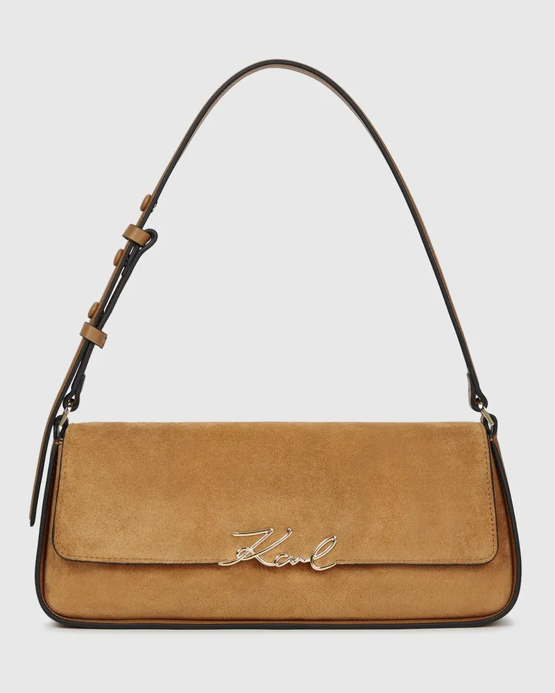 Karl Lagerfeld K/signature Schultertasche Aus Wildleder, Damen, Karamell, Größe Karamell
