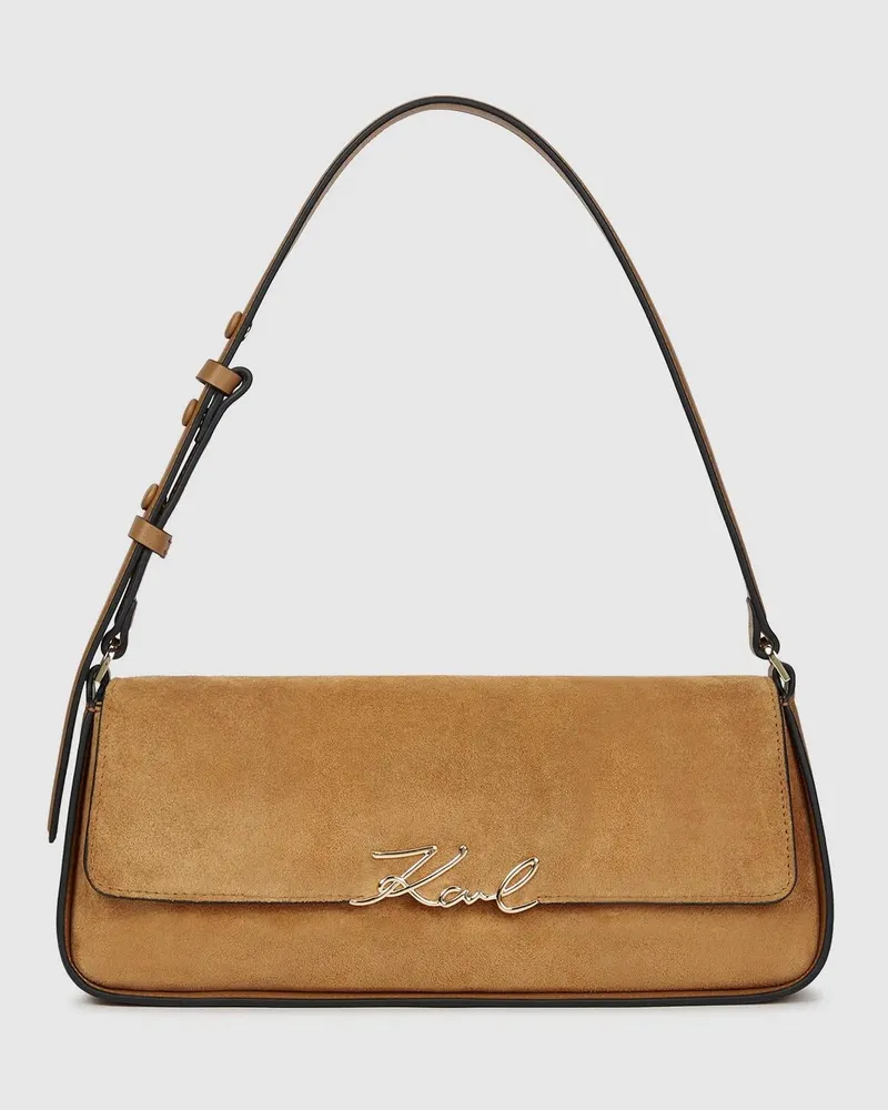 Karl Lagerfeld K/signature Schultertasche Aus Wildleder, Damen, Karamell, Größe Karamell