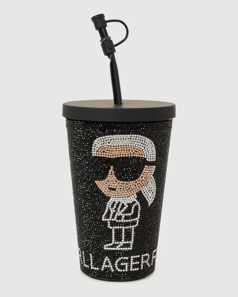 Karl Lagerfeld Ikon Strass-to-go-becher, Damen, Schwarz, Größe Schwarz