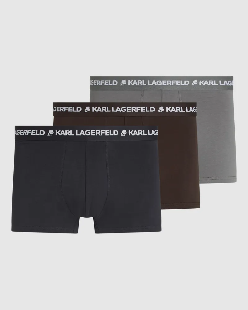 Karl Lagerfeld Boxershorts Mit Logo – 3er-set, Herren, Gebleichtes Karomuster, Schwarz, Allover-print, Größe Gebleichtes