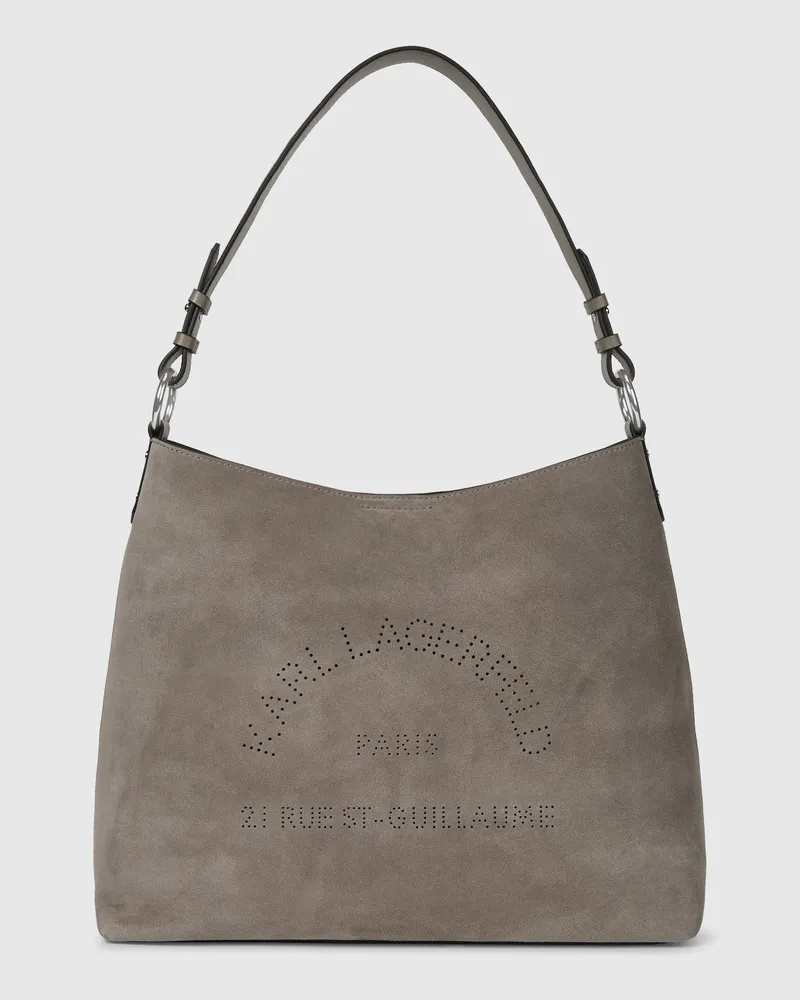 Karl Lagerfeld K/daily Hobo-tasche Aus Wildleder, Damen, Aschgrau, Größe Aschgrau