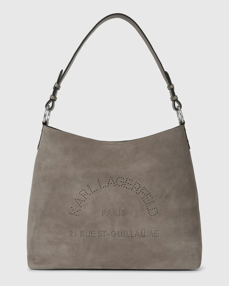 Karl Lagerfeld K/daily Hobo-tasche Aus Wildleder, Damen, Aschgrau, Größe Aschgrau