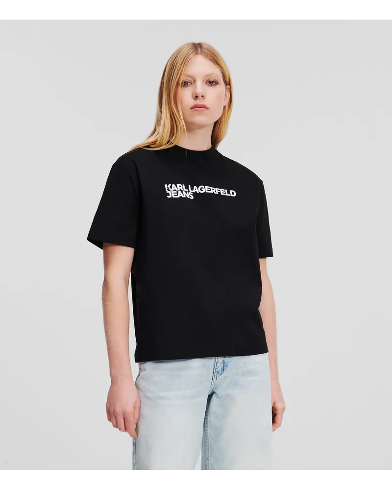 Karl Lagerfeld T-shirt mit Klj-logo, Frau, Schwarz Schwarz