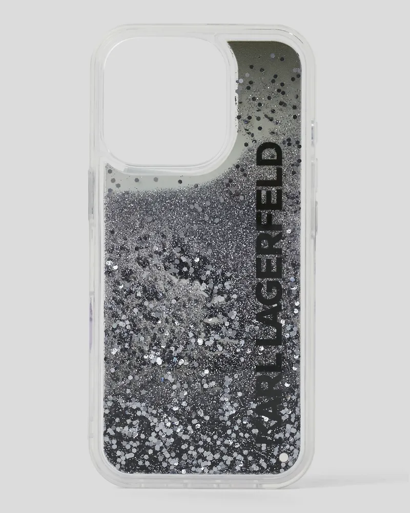 Karl Lagerfeld Glitzernde Schutzhülle Für Iphone 16 pro Mit Logo, Frau, Schwarz, Größe Schwarz