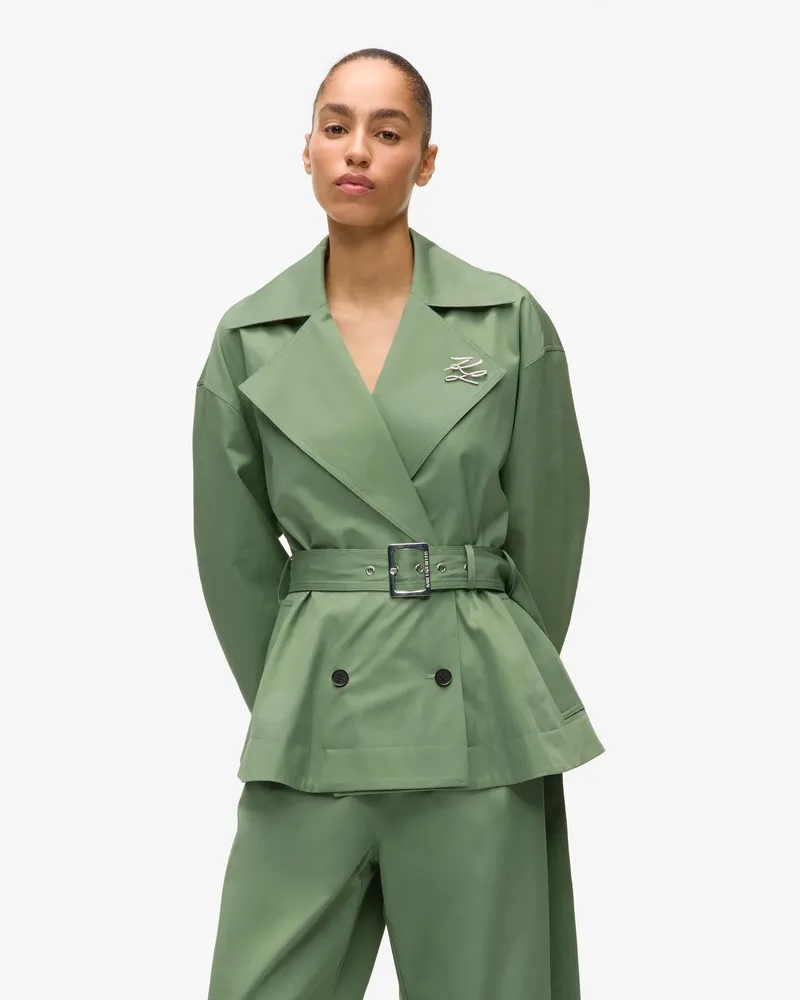 Karl Lagerfeld Kurze Trenchjacke, Female, Heckengrün, Size Green