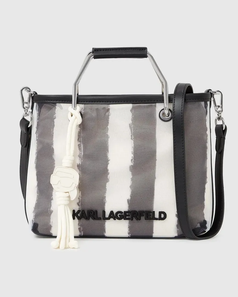 Karl Lagerfeld Ikon Kleine Tote Bag Mit Netzstoff, Damen, Mittelalterliches Blau, Größe Mittelalterliches