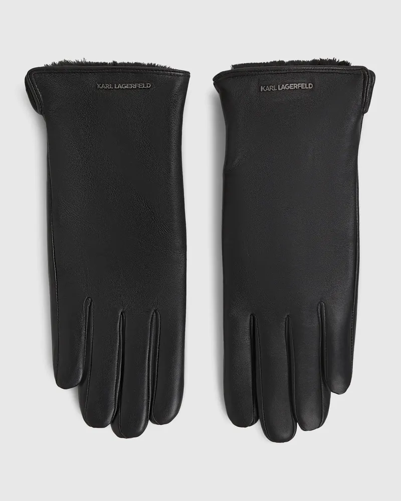 Karl Lagerfeld Lederhandschuhe Mit Logo, Damen, Schwarz, Größe Schwarz